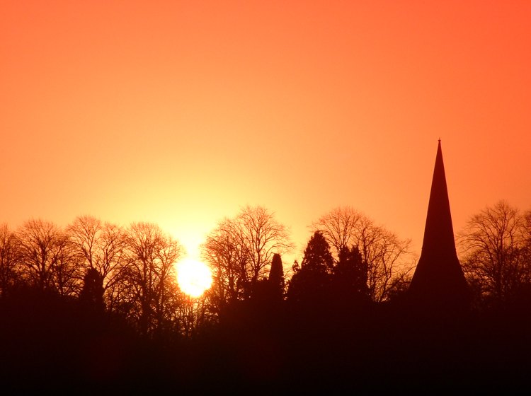 Longhirst Church at Sunset.