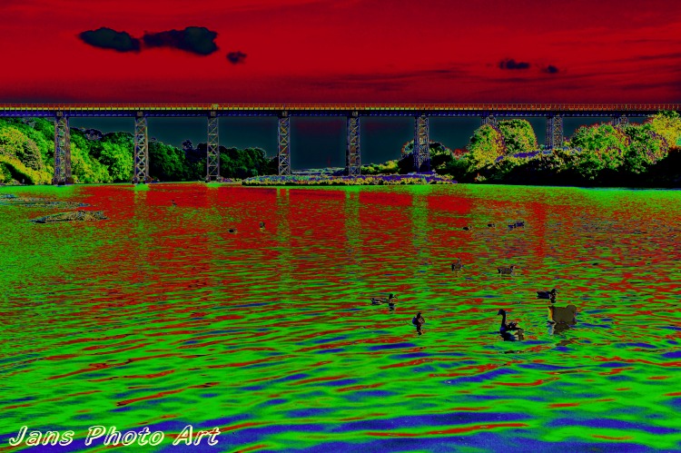 Red Sky Above The Bridge